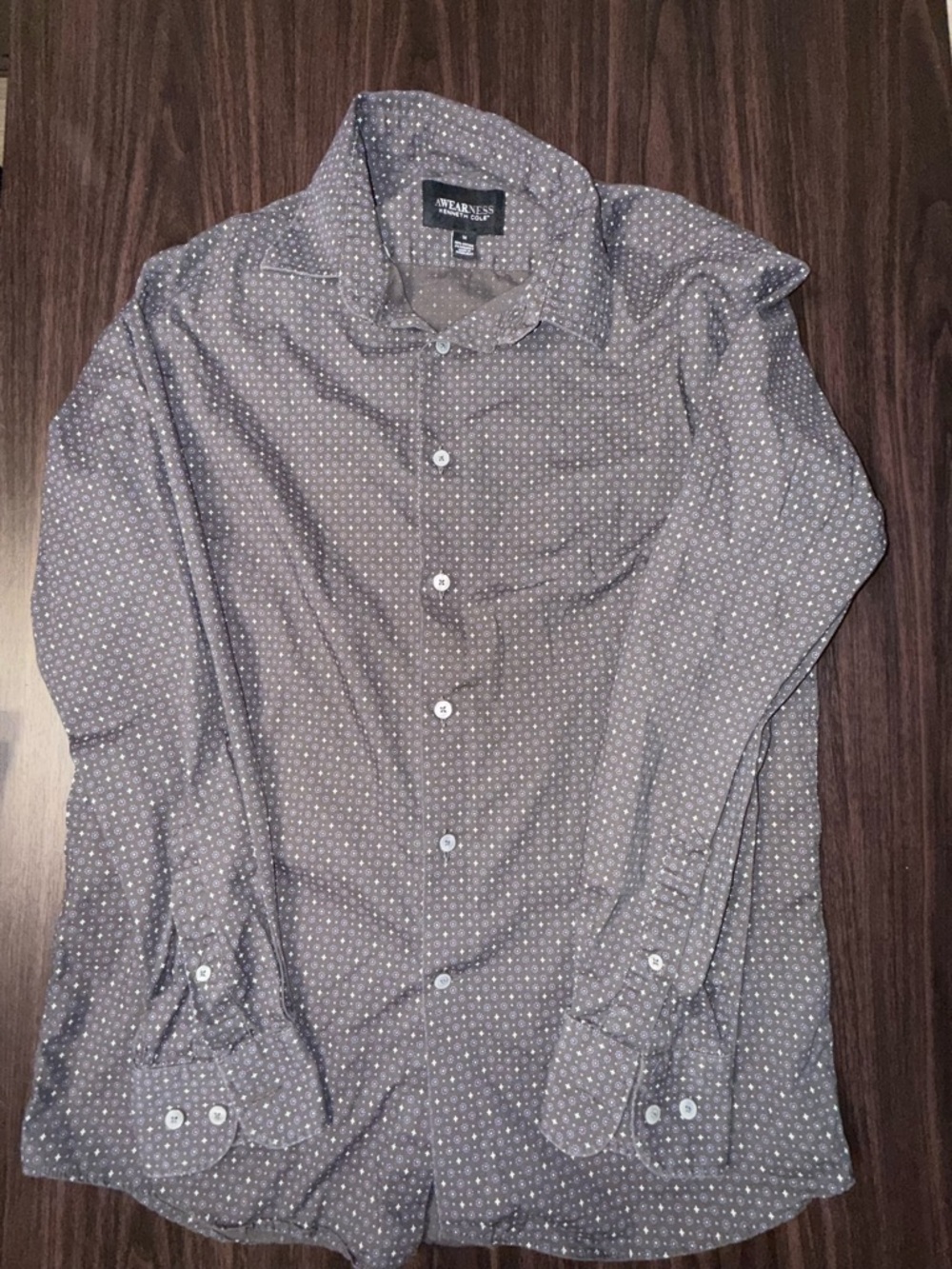 Kenneth Cole Men's Gray Micro Floral Dress Shirt